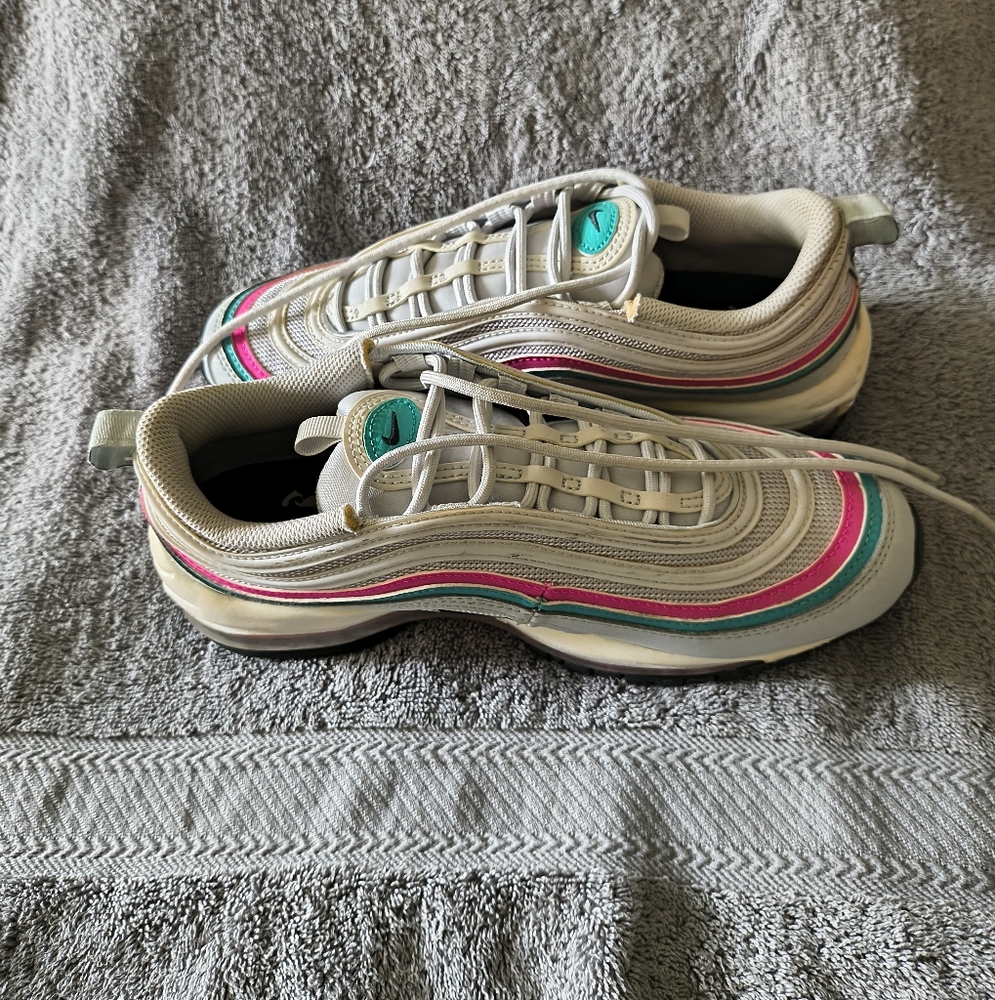 Nike Women's Air Max 97 Pure Platinum Black Pink Prime Sz 8.5 School (Tiny Flaw) - Picture 3 of 14